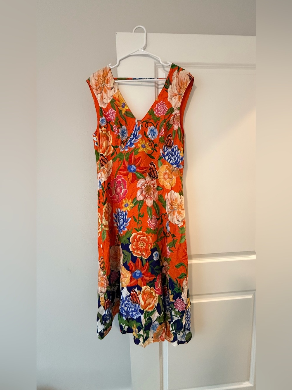 Anthropologie Low Back Printed Floral Midi Dress 🍊🌸✨ - Picture 4 of 13